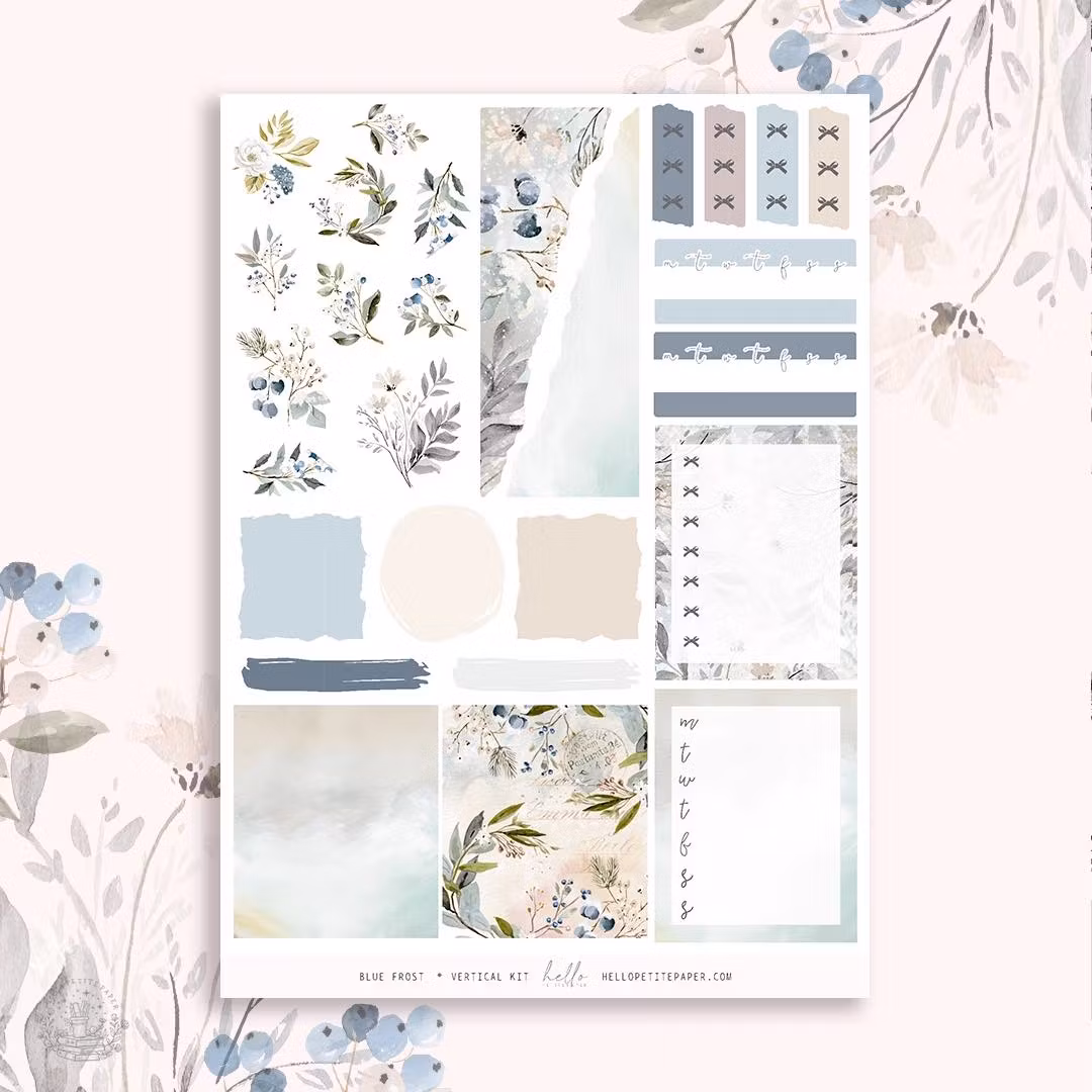 Hello Petite Paper Planner Stickers - Blue Frost