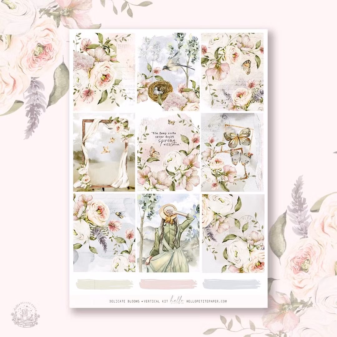 Hello Petite Paper Planner Stickers - Delicate Blooms
