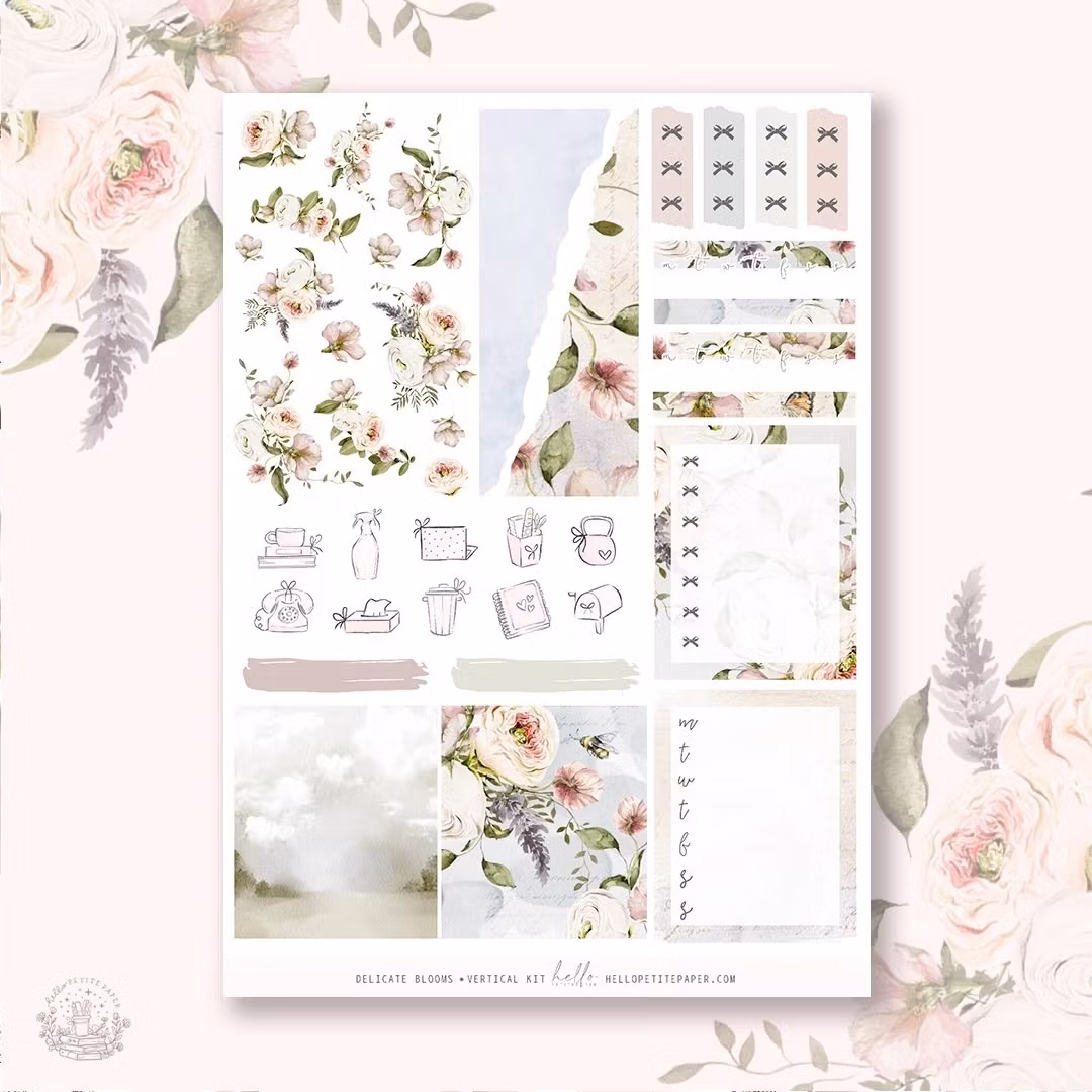 Hello Petite Paper Planner Stickers - Delicate Blooms