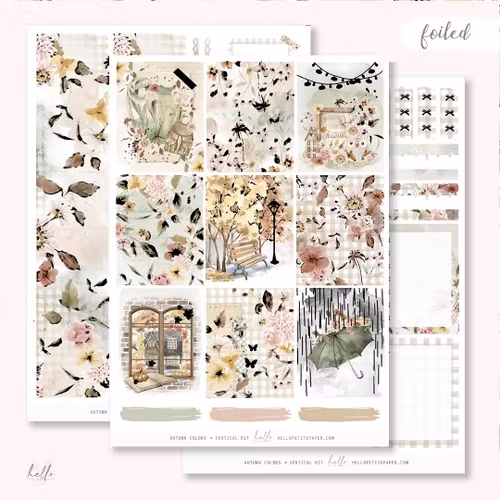 Hello Petite Paper Planner Stickers - Autumn Colors (Gold Foiled)