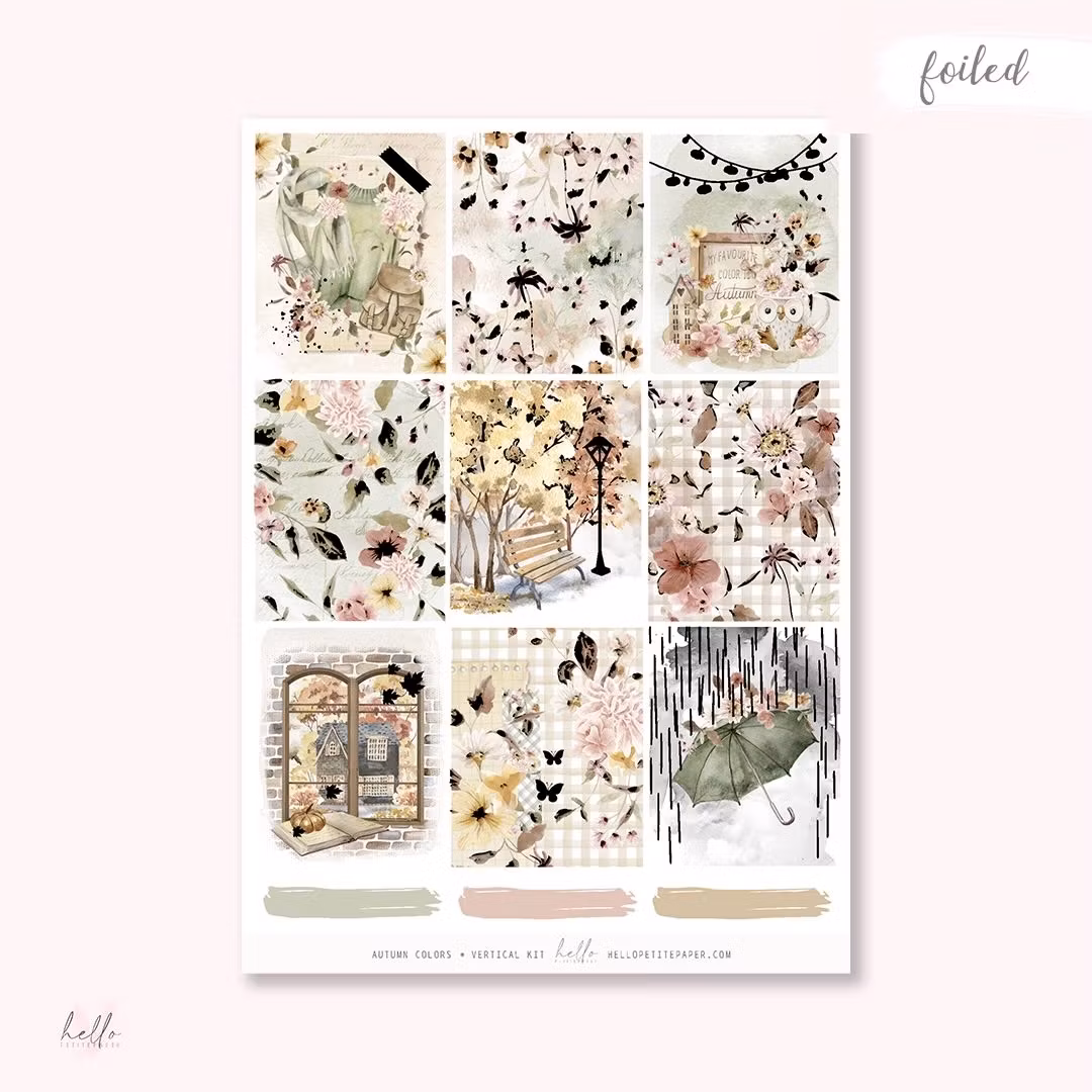 Hello Petite Paper Planner Stickers - Autumn Colors (Gold Foiled)