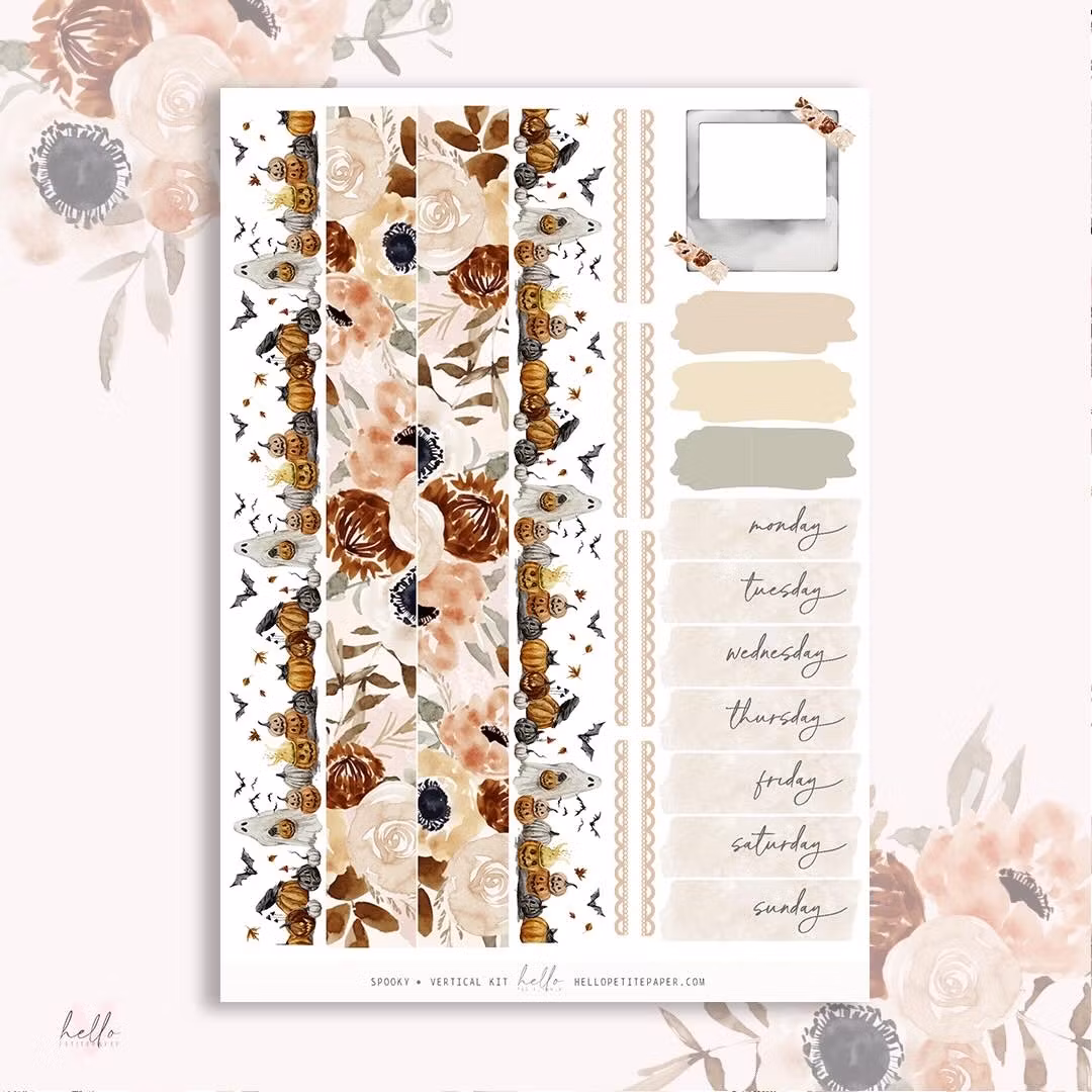 Hello Petite Paper Planner Stickers - Spooky