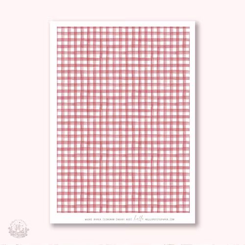 Hello Petite Paper Washi Sticker - Gingham Cherry Red