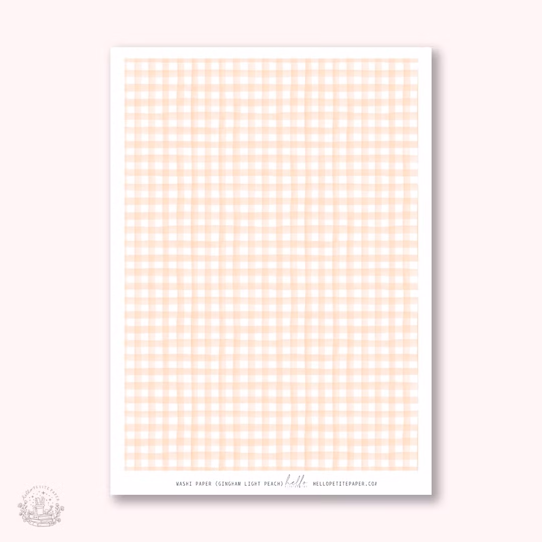 Hello Petite Paper Washi Sticker - Gingham Light Peach