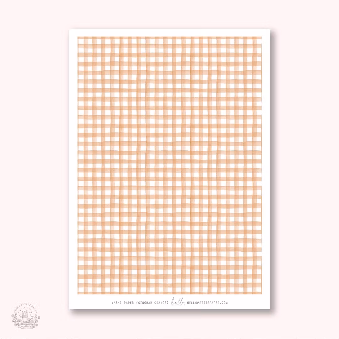 Hello Petite Paper Washi Sticker - Gingham Orange