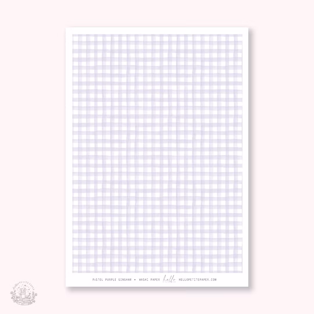 Hello Petite Paper Washi Sticker - Gingham Pastel Purple