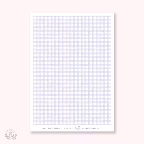 Hello Petite Paper Washi Sticker - Gingham Pastel Purple