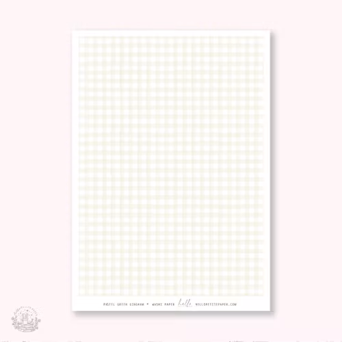 Hello Petite Paper Washi Sticker - Gingham Pastel Green