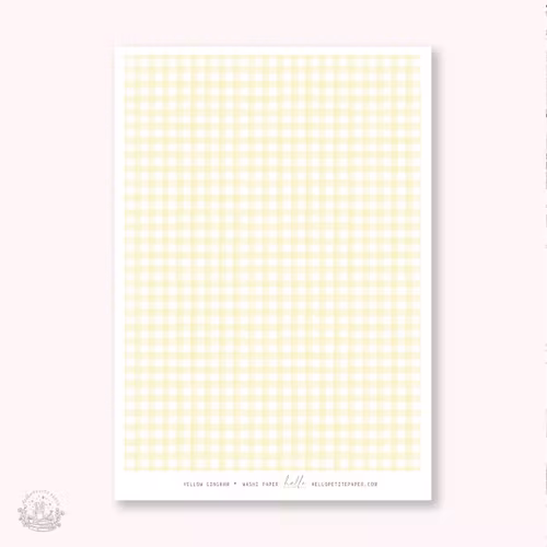 Hello Petite Paper Washi Sticker - Gingham Pastel Yellow