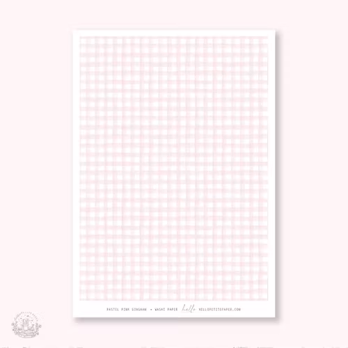 Hello Petite Paper Washi Sticker - Gingham Pastel Pink