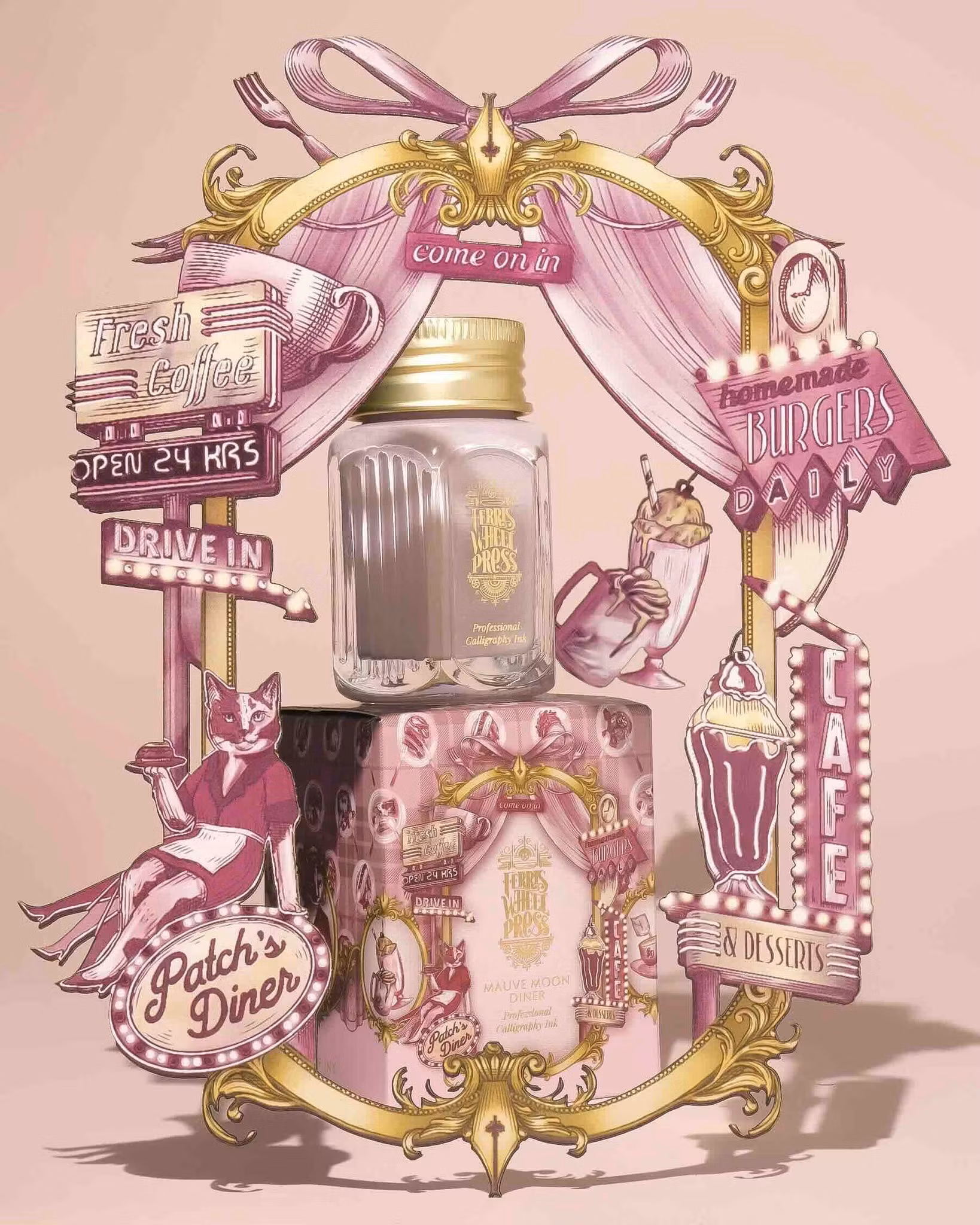 Ferris Wheel Press Calligraphy Ink -  Mauve Moon Diner 28 ml