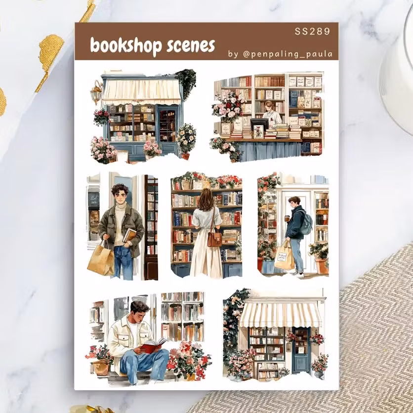 Stickers Penpaling Paula - Bookshop Scenes