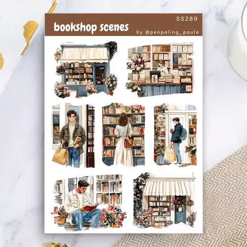 Stickers Penpaling Paula - Bookshop Scenes