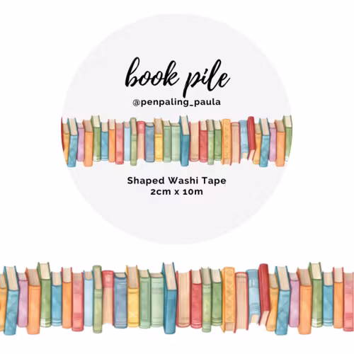 Washi Tape Penpaling Paula - Book Pile (Shaped) 20 mm