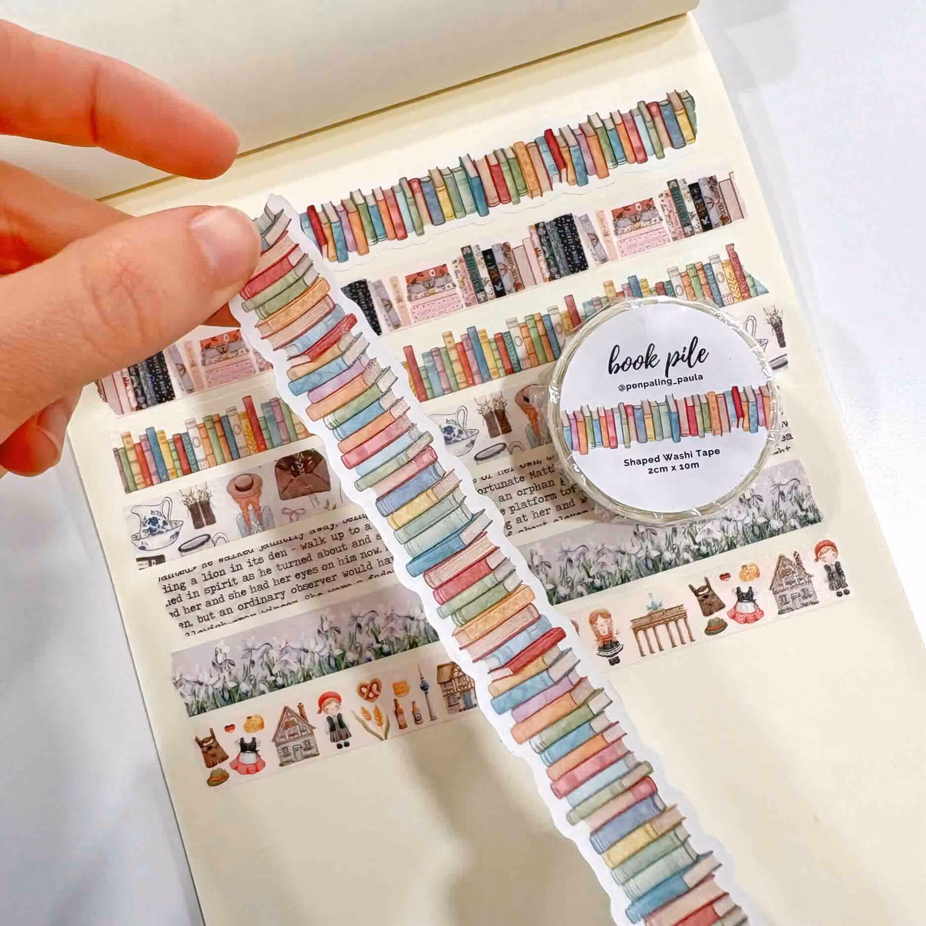 Washi Tape Penpaling Paula - Book Pile (Shaped) 20 mm