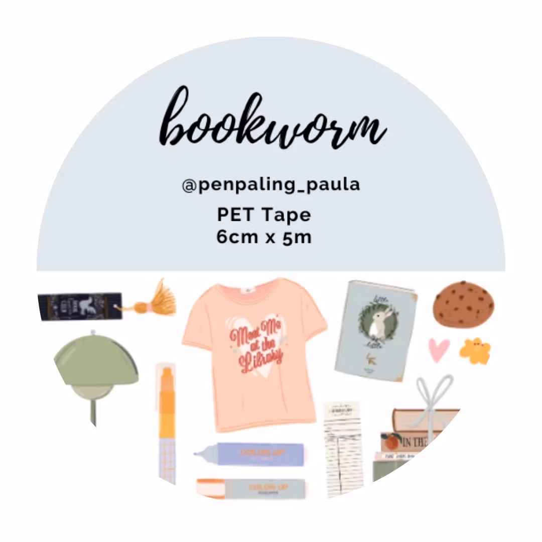 Penpaling Paula PET Tape (Pre-Cut) - Bookworm 60 mm
