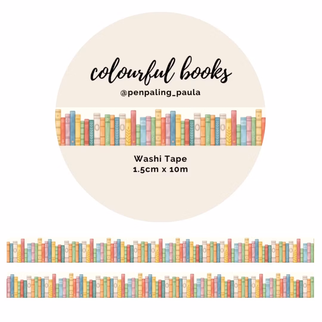 Washi Tape Penpaling Paula - Colourful Books 15 mm
