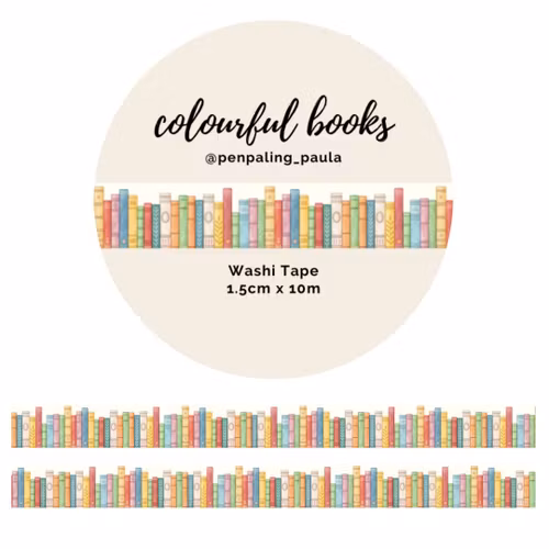 Washi Tape Penpaling Paula - Colourful Books 15 mm