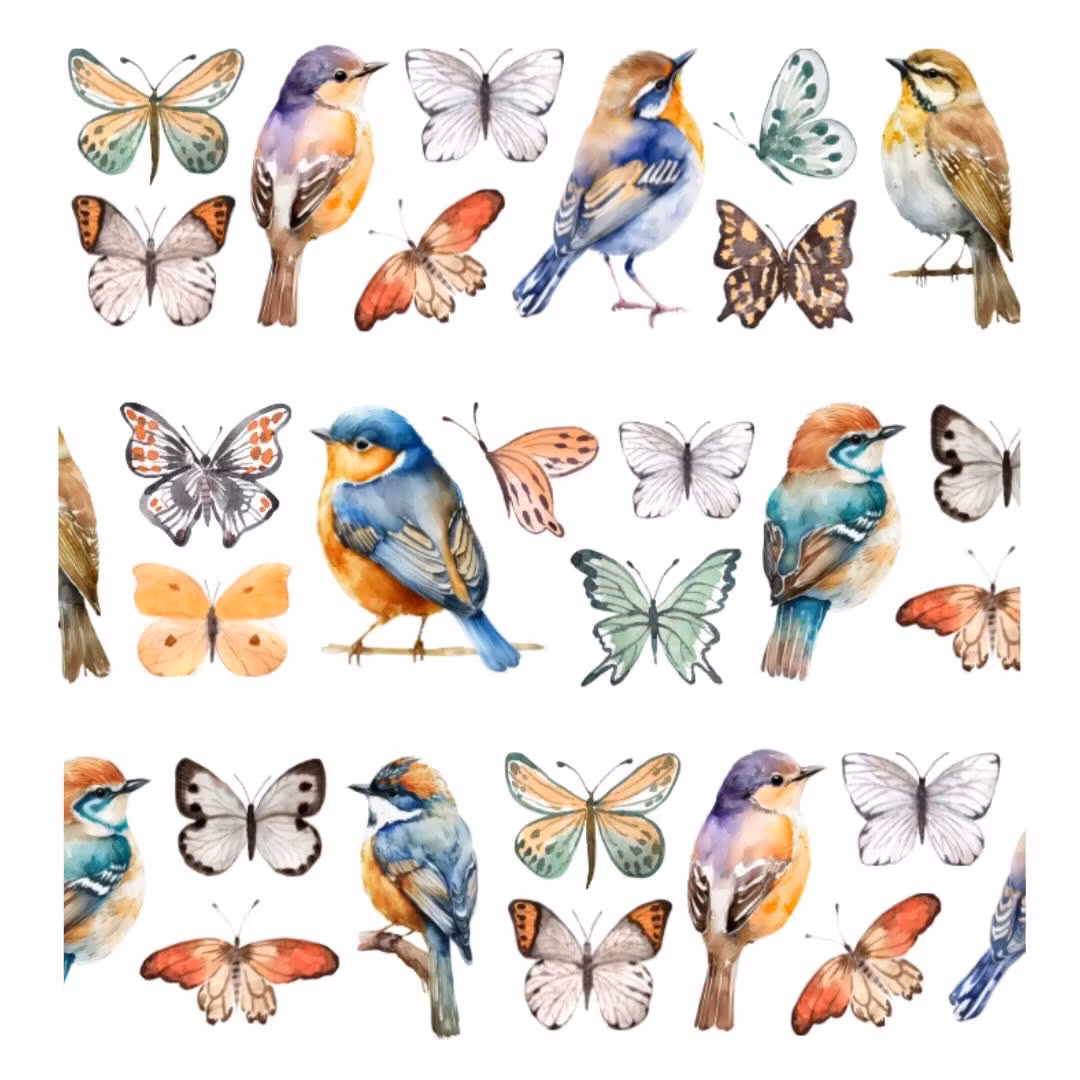 Penpaling Paula PET Tape (Pre-Cut) - Birds and Butterflies 60 mm
