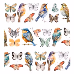 Penpaling Paula PET Tape (Pre-Cut) - Birds and Butterflies 60 mm