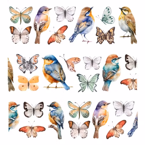 Penpaling Paula PET Tape (Pre-Cut) - Birds and Butterflies 60 mm