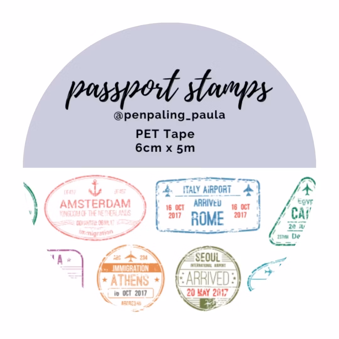 Penpaling Paula PET Tape (Pre-Cut) - Passport Stamps 60 mm