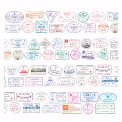 Penpaling Paula PET Tape (Pre-Cut) - Passport Stamps 60 mm