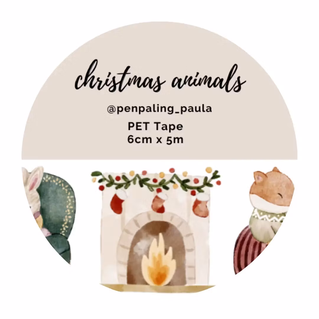 Penpaling Paula PET Tape (Pre-Cut) - Christmas Animals 60 mm