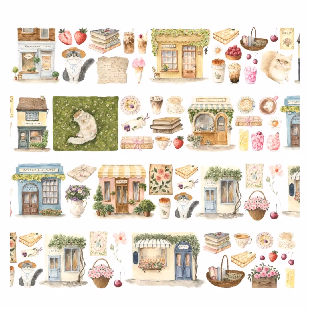 Penpaling Paula PET Tape (Pre-Cut) - Summer Cafe 60 mm