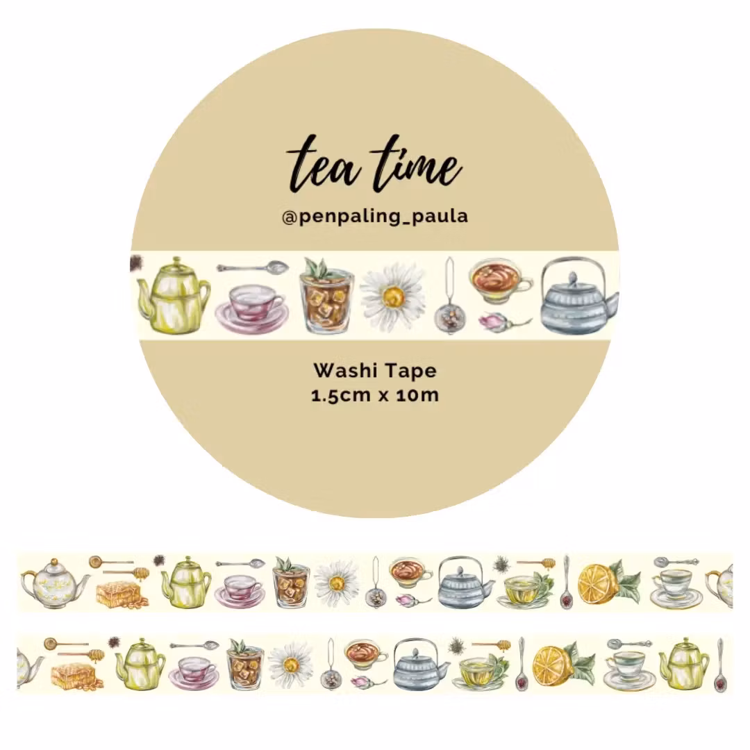 Washi Tape Penpaling Paula - Tea Time 15 mm