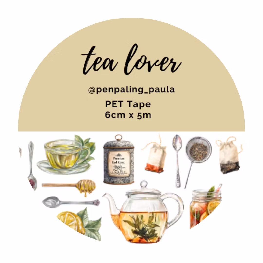Penpaling Paula PET Tape (Pre-Cut) - Tea Lover 60 mm