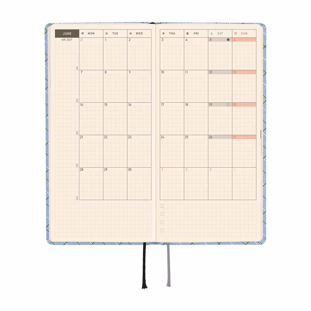 Hobonichi Weeks Shirt Fabric: Graph Plaid - 2027