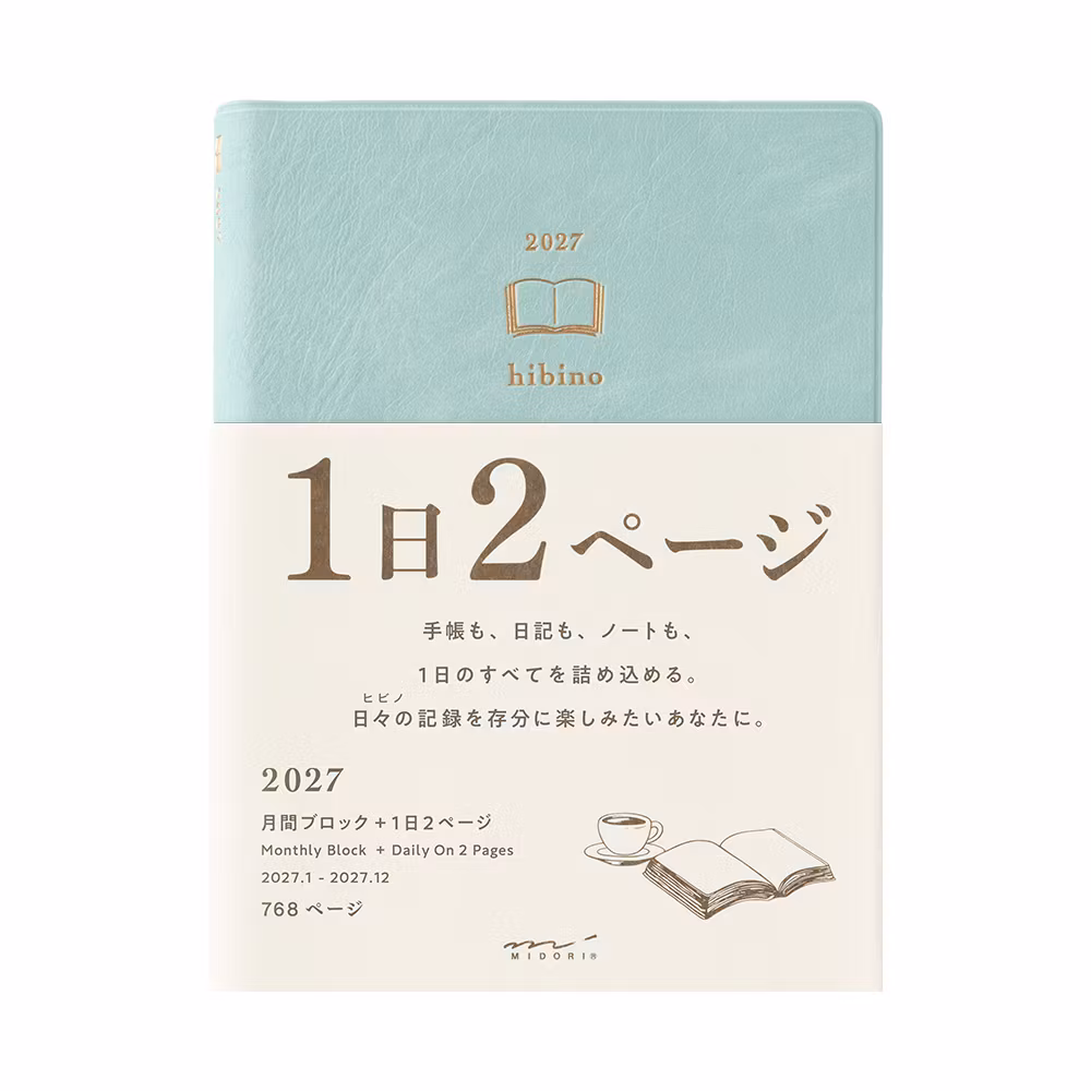 Midori 2027 Diary Hibino A6 Blue Green