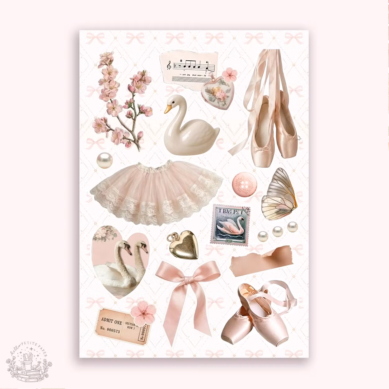 Hello Petite Paper Stickers - Swan Lake