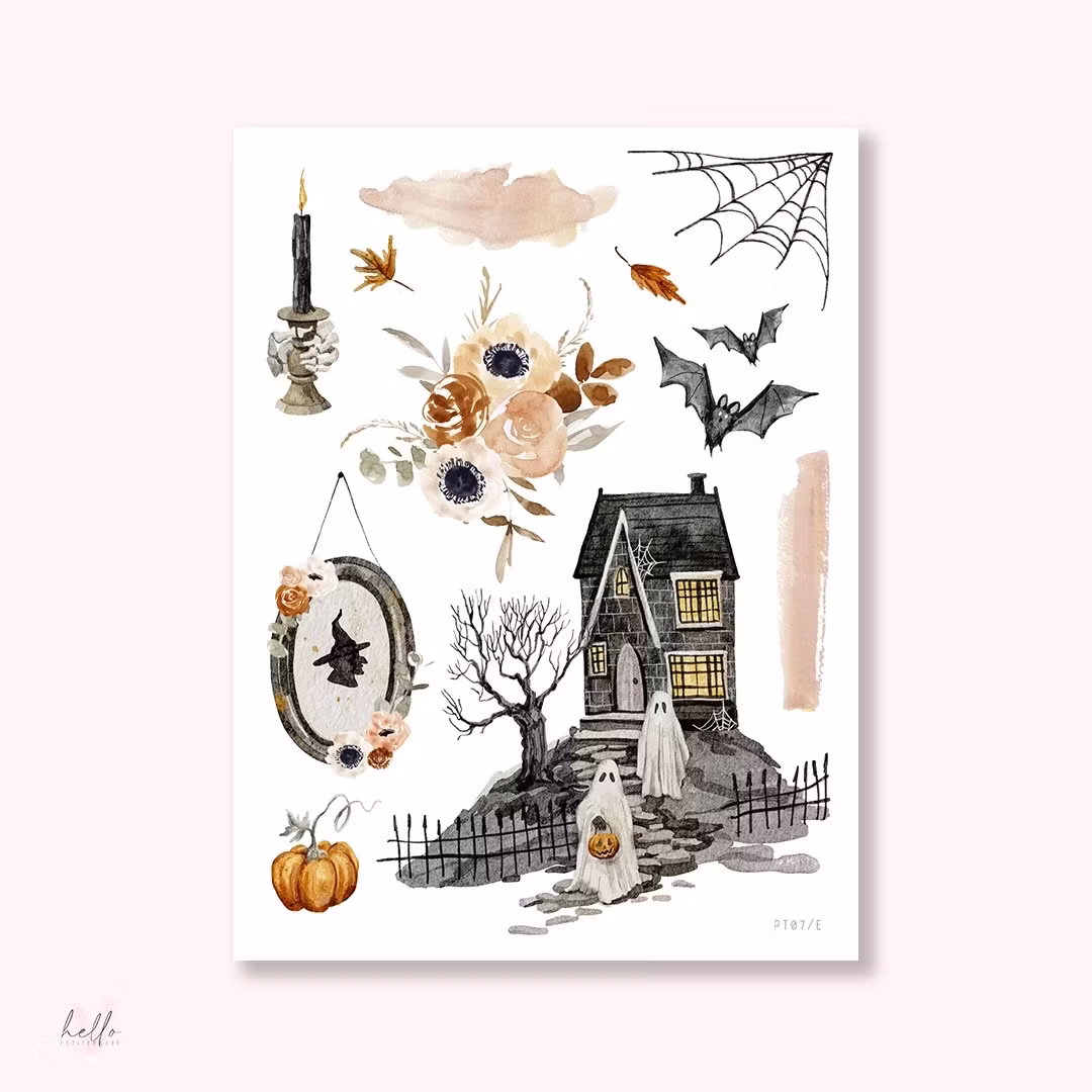 Hello Petite Paper Stickers Set - Spooky Season 6 ark