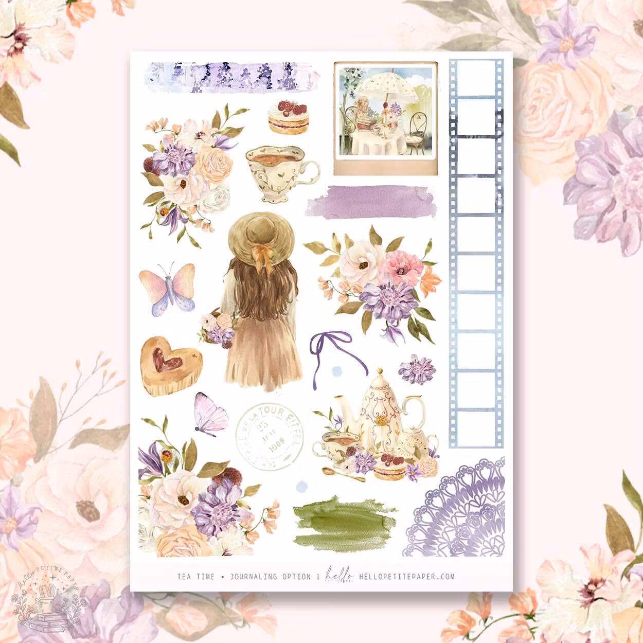 Hello Petite Paper Stickers - Tea Time