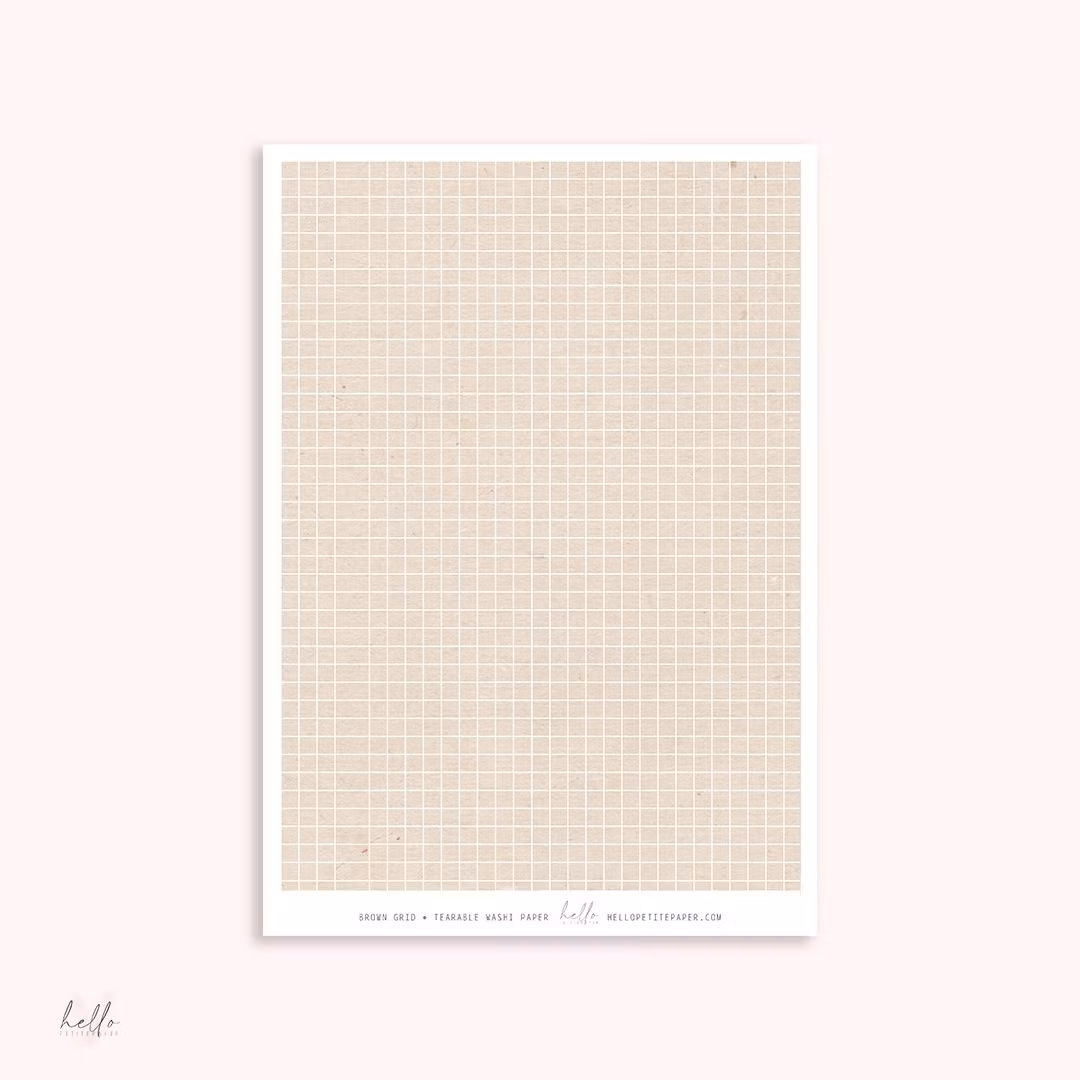 Hello Petite Paper Washi Sticker - Grid Brown