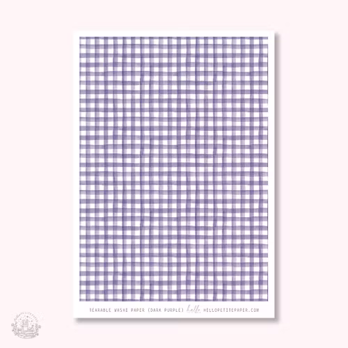Hello Petite Paper Washi Sticker - Gingham Dark Purple