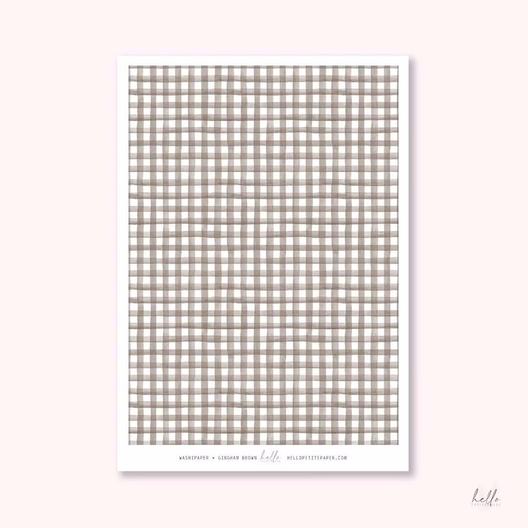 Hello Petite Paper Washi Sticker - Gingham Brown