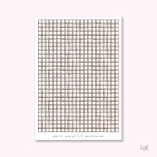 Hello Petite Paper Washi Sticker - Gingham Brown