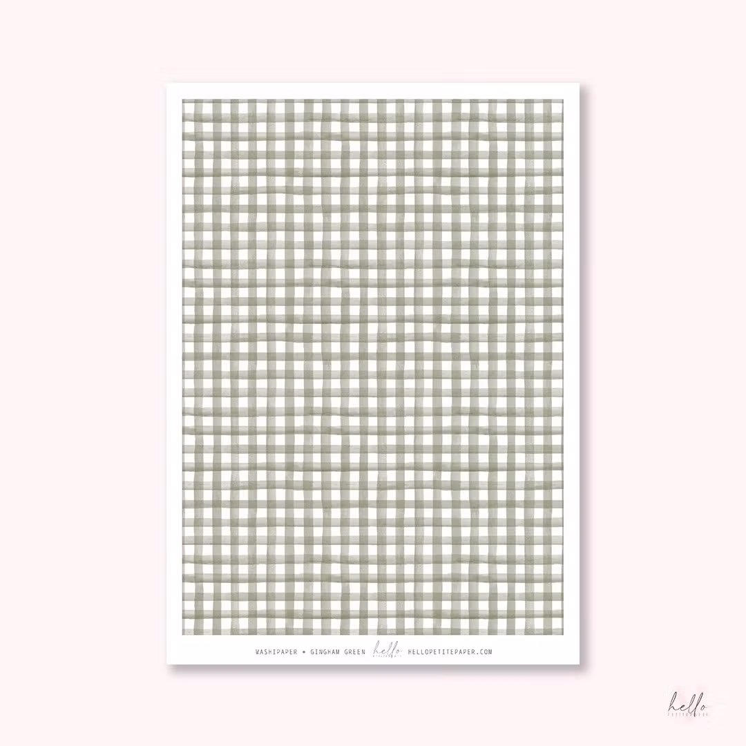 Hello Petite Paper Washi Sticker - Gingham Green