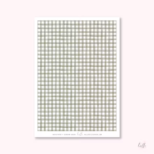 Hello Petite Paper Washi Sticker - Gingham Green