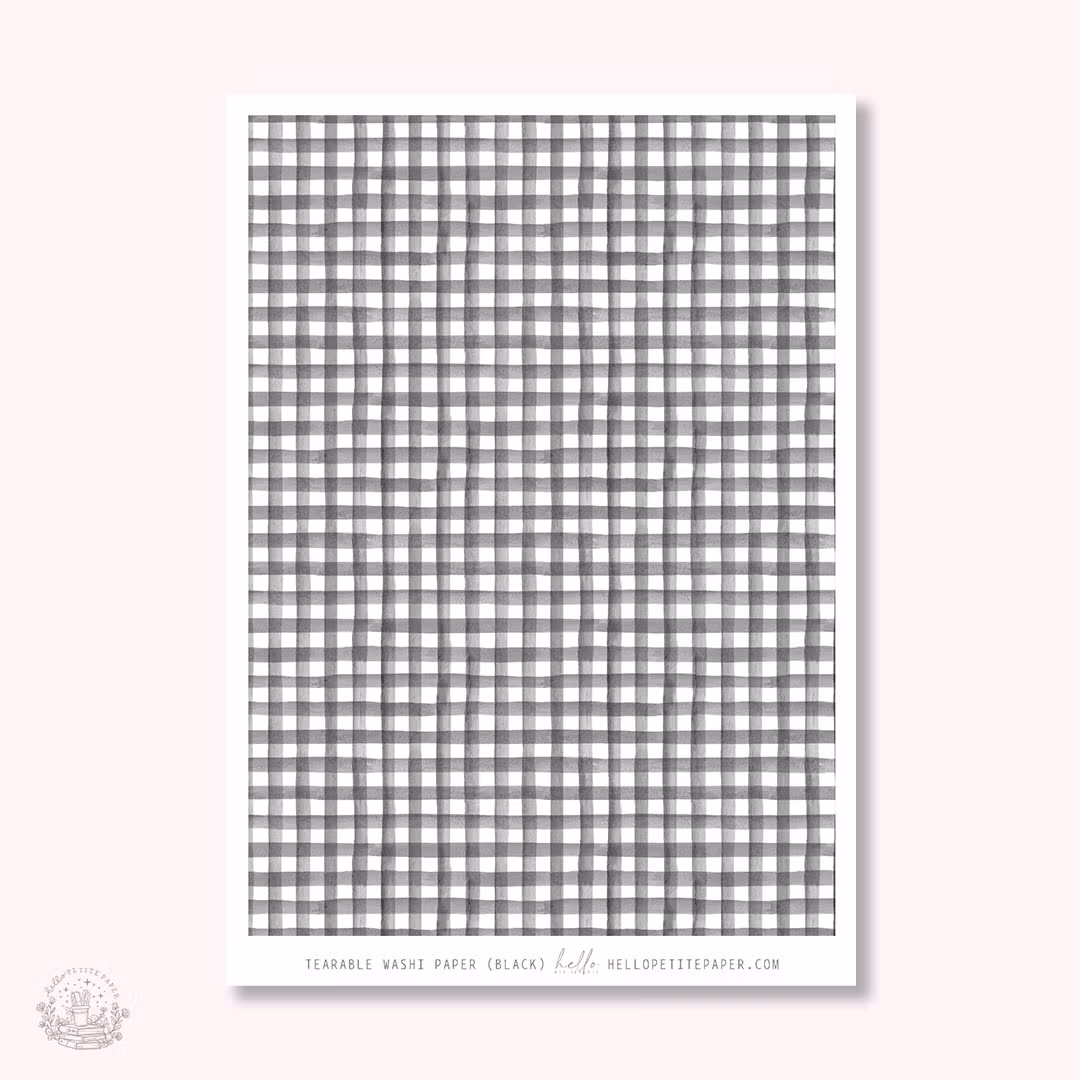 Hello Petite Paper Washi Sticker - Gingham Black