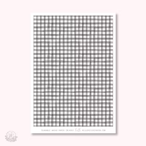 Hello Petite Paper Washi Sticker - Gingham Black