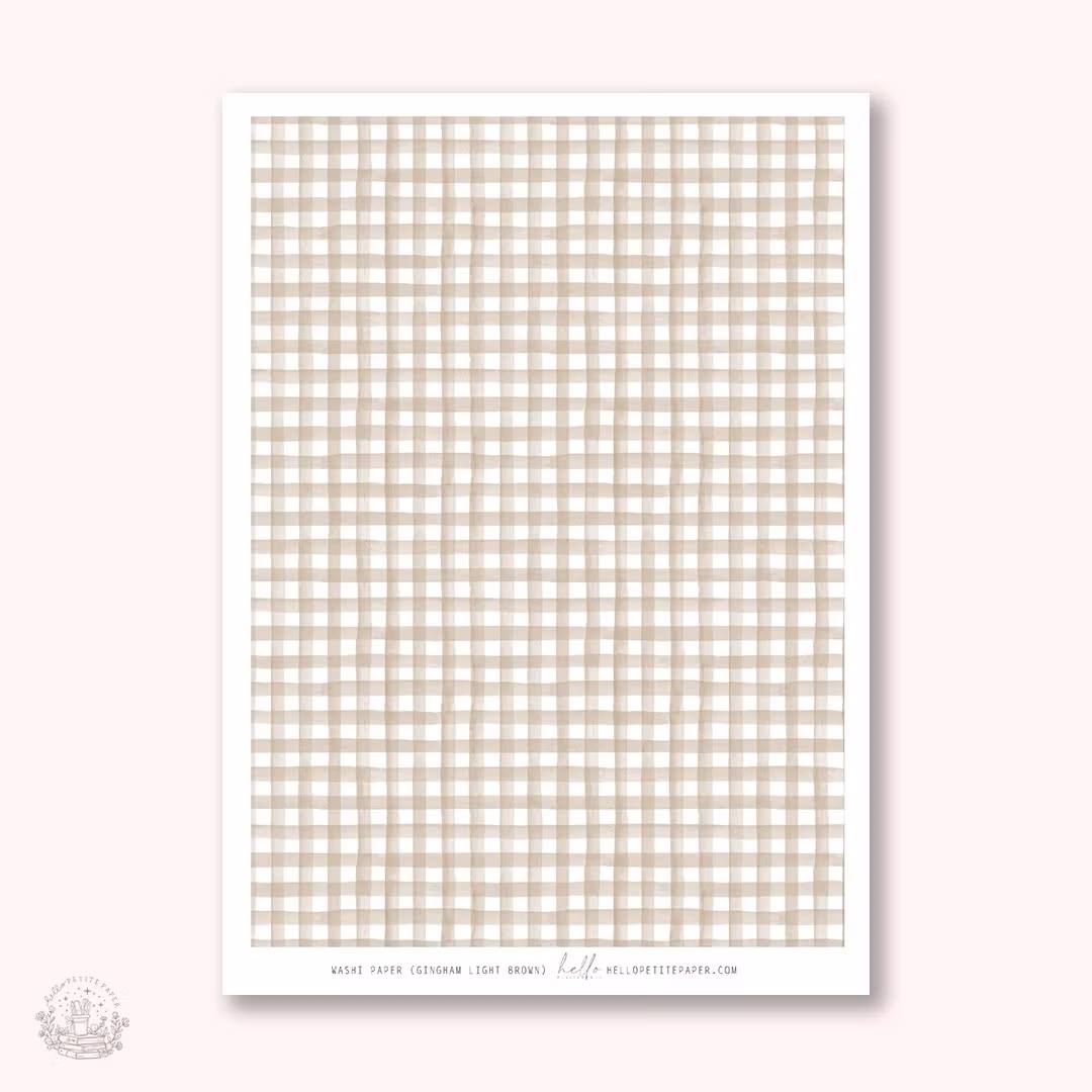 Hello Petite Paper Washi Sticker - Gingham Light Brown