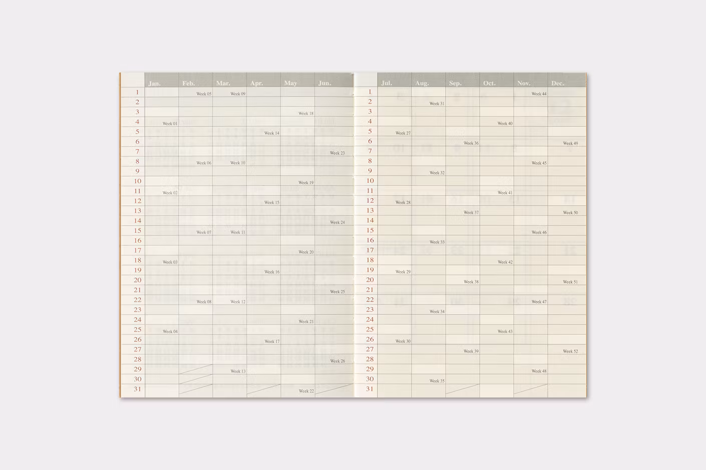 2027 Diary Refill (Monthly) - Passport Size // Traveler's Notebook