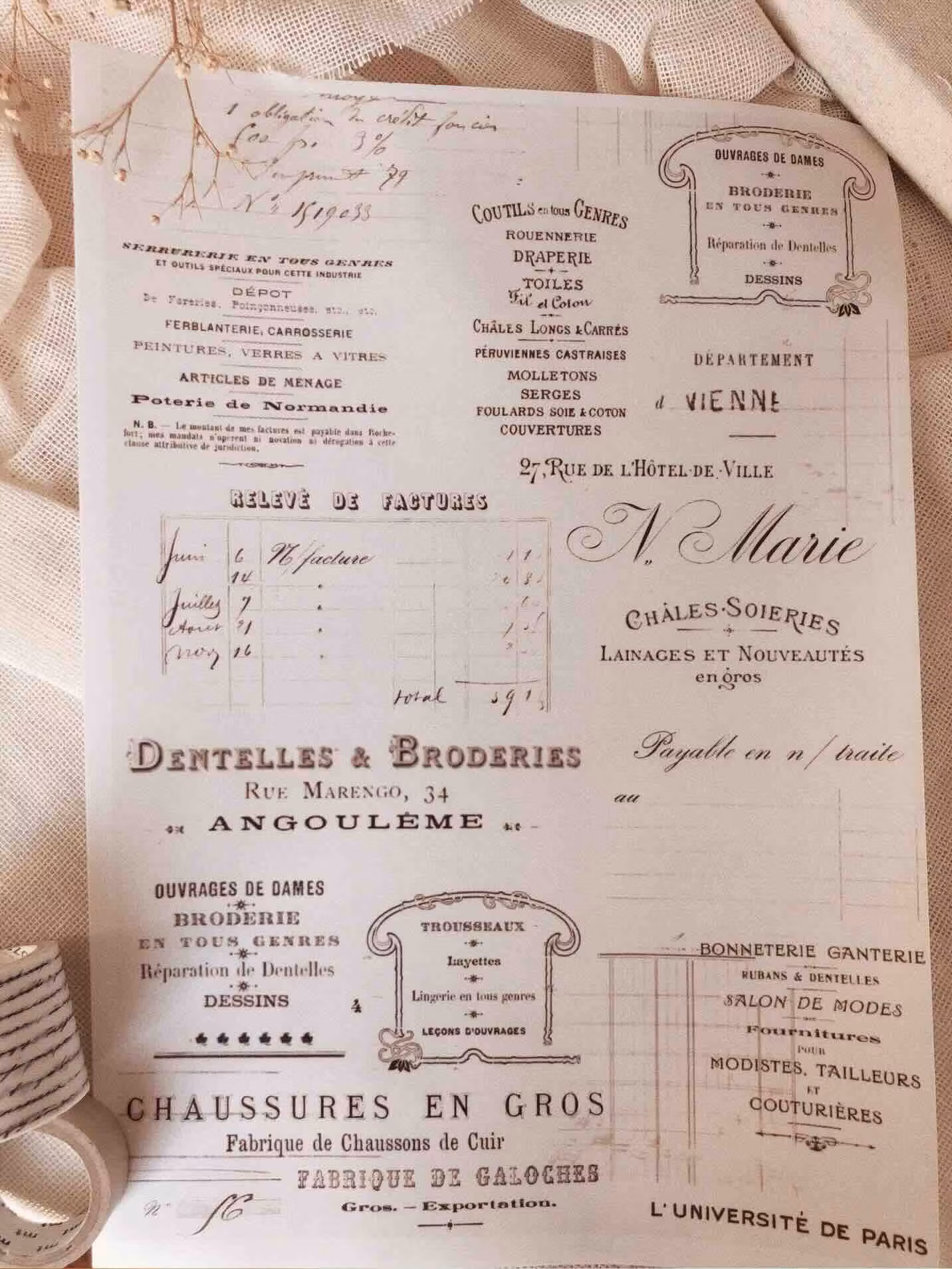 Chapteries Klistermärkesark - French ephemera 5 ark