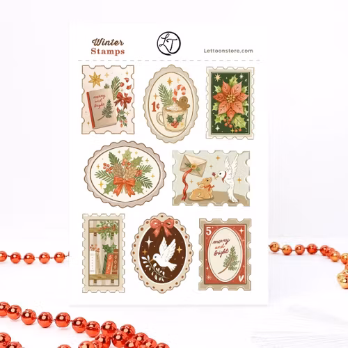 Stickers Lettoon - Winter Stamps