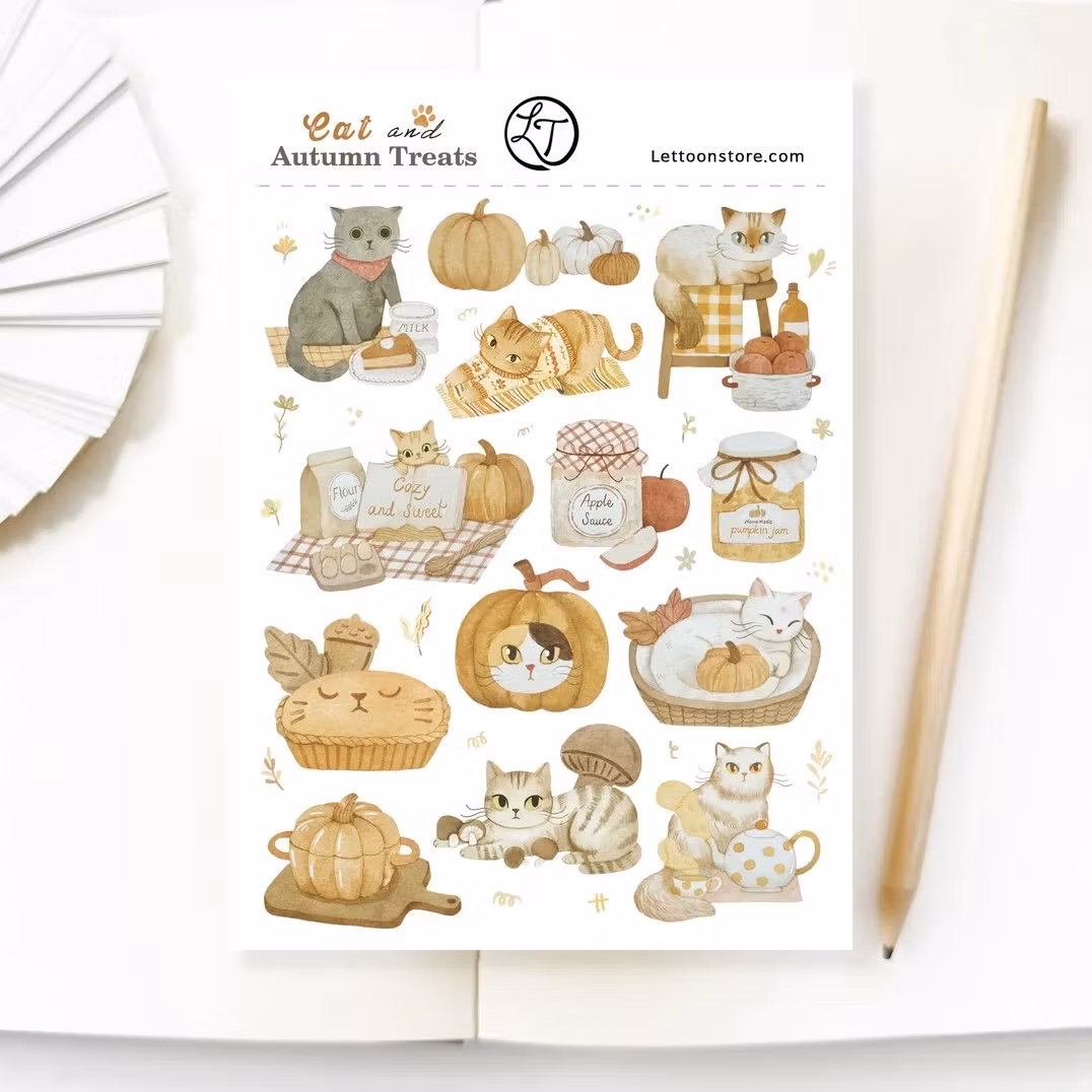 Stickers Lettoon - Cat and Autumn Treats