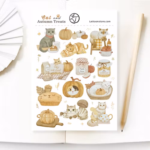 Stickers Lettoon - Cat and Autumn Treats